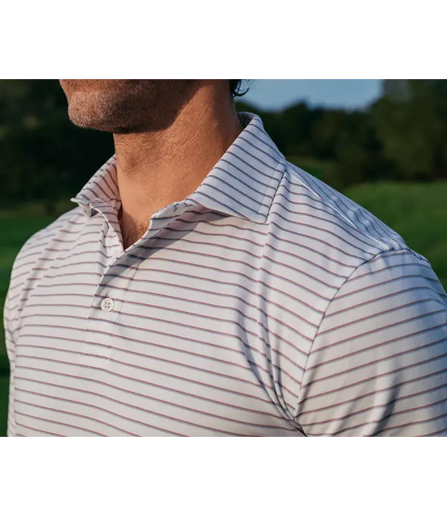 The Springer Polo Shirt - White, Faded Mauve & Vista Blue