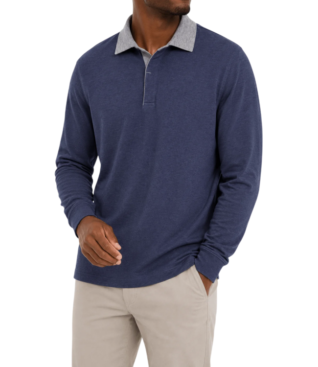 Issac Long Sleeve Rugby Polo - Admiral Heather