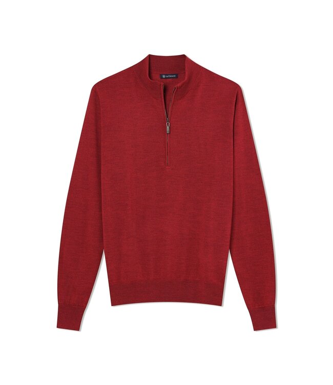 Marshall Merino Wool Quarter Zip Sweater - Cardinal Red