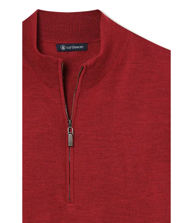 Marshall Merino Wool Quarter Zip Sweater - Cardinal Red