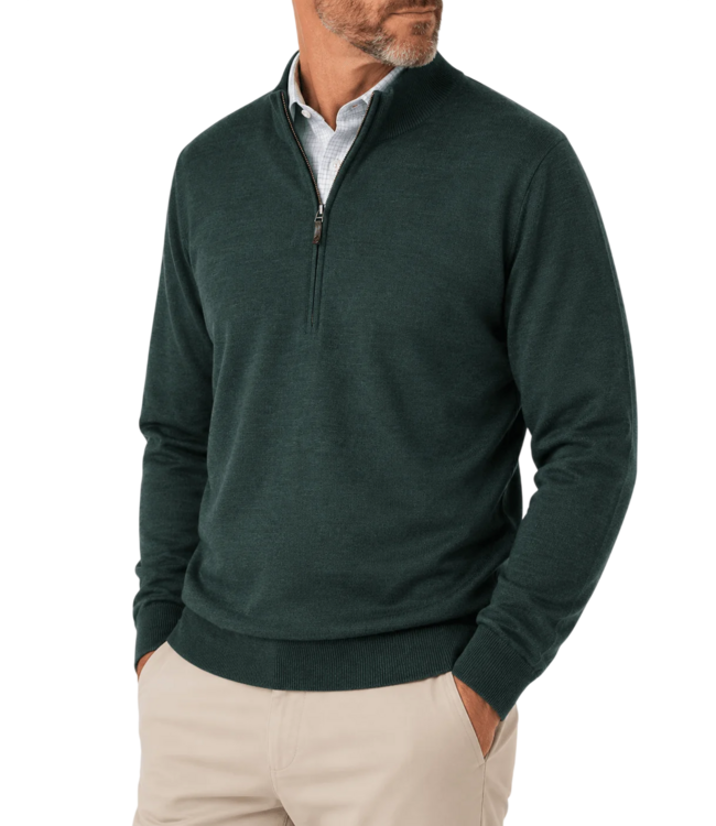 Marshall Merino Wool 1/4 Zip Sweater - Eucalyptus Heather