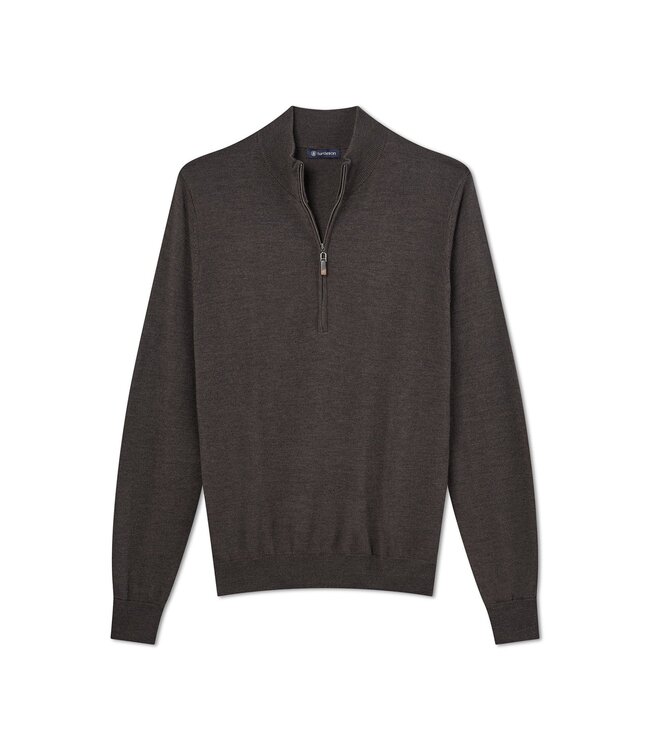 Marshall Merino Wool 1/4 Zip Sweater - Espresso Heather