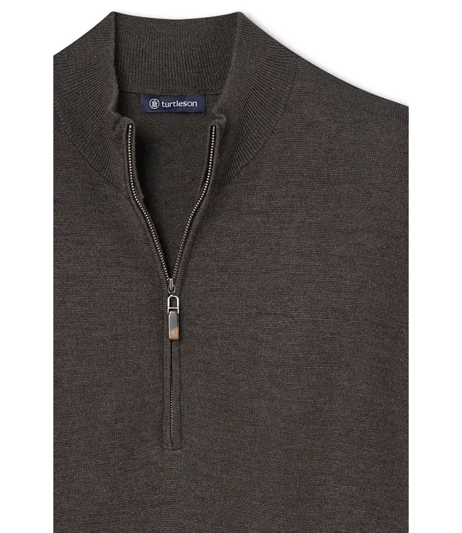 Marshall Merino Wool 1/4 Zip Sweater - Espresso Heather