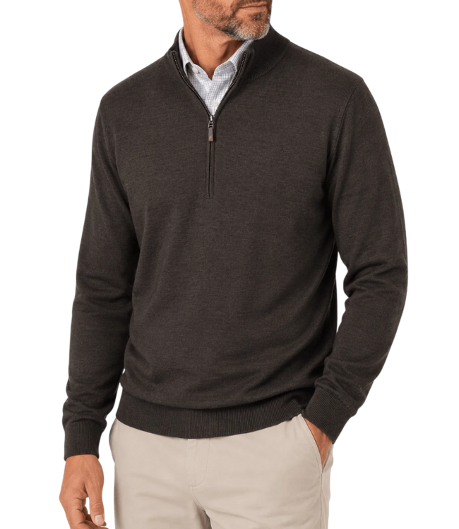 Marshall Merino Wool 1/4 Zip Sweater - Espresso Heather
