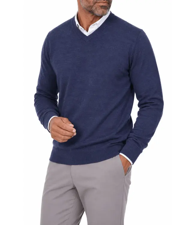 Marshall Merino Wool High V-Neck - Academy Heather