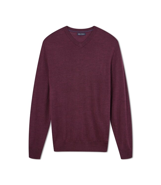 Marshall Merino Wool High V-Neck - Mulled Berry Heather