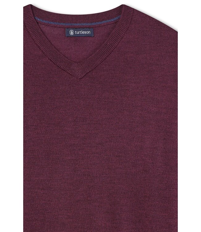 Marshall Merino Wool High V-Neck - Mulled Berry Heather