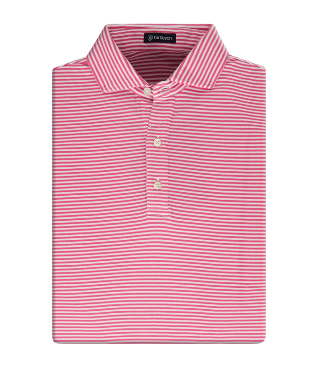 Duncan Stripe Cotton Polo - Azalea