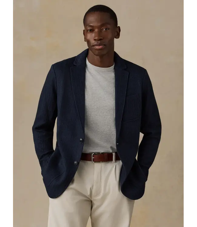 Inlet Knit Tweed Blazer - Navy Twilight Herringbone