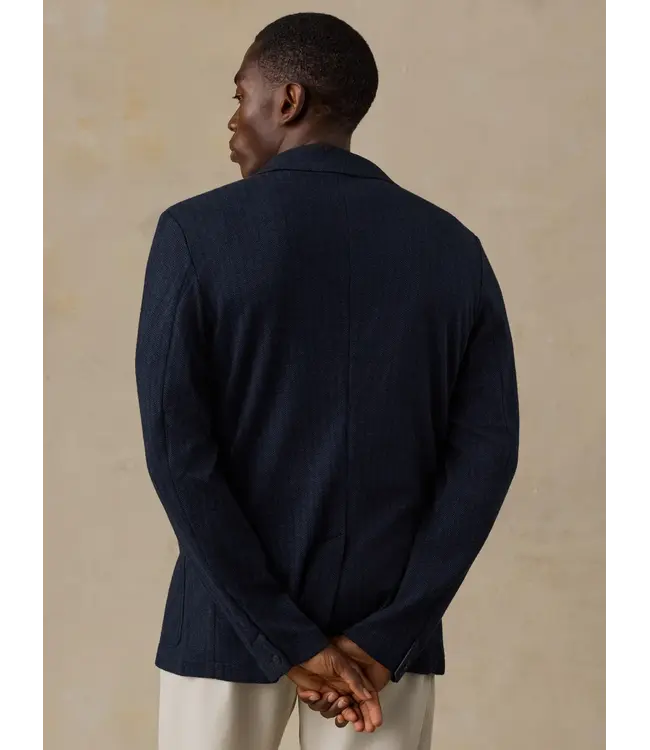 Inlet Knit Tweed Blazer - Navy Twilight Herringbone