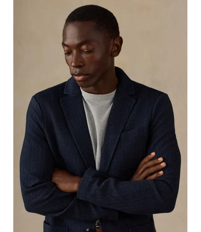 Inlet Knit Tweed Blazer - Navy Twilight Herringbone