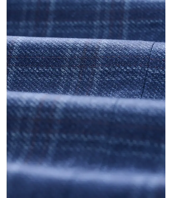 Donington Plaid Printed Knit Stretch Sport Coat - Lapis