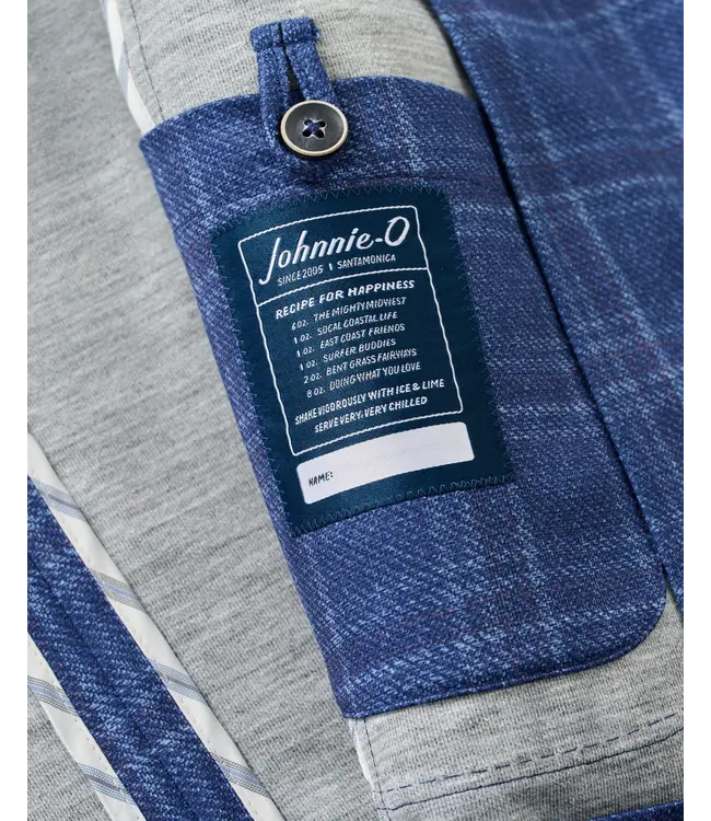 Donington Plaid Printed Knit Stretch Sport Coat - Lapis