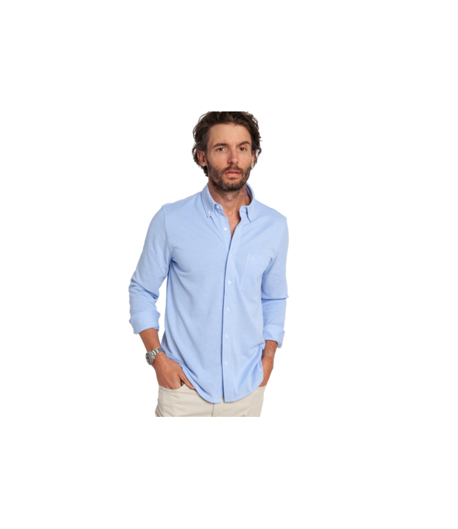 Oxford Knit Button Down Shirt - Light Blue