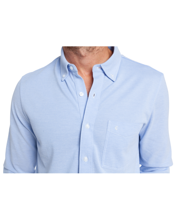 Oxford Knit Button Down Shirt - Light Blue