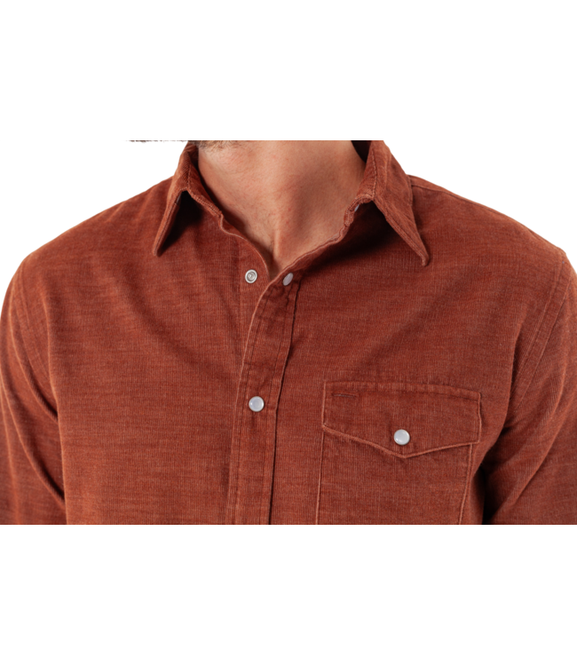 Corduroy Pearl Snap Button Down - Whiskey Barrel