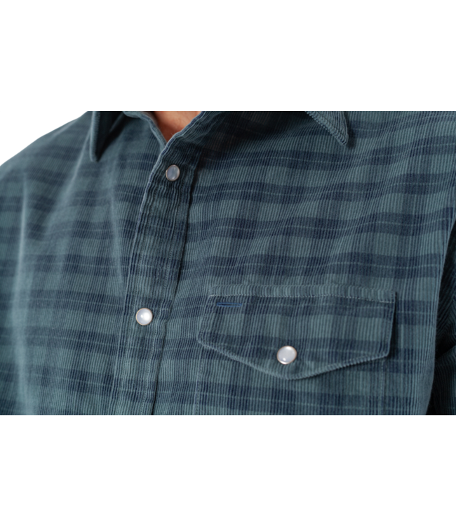 Corduroy Pearl Snap Shirt - Slate Check