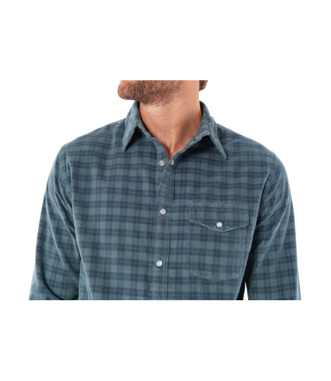 Corduroy Pearl Snap Shirt - Slate Check