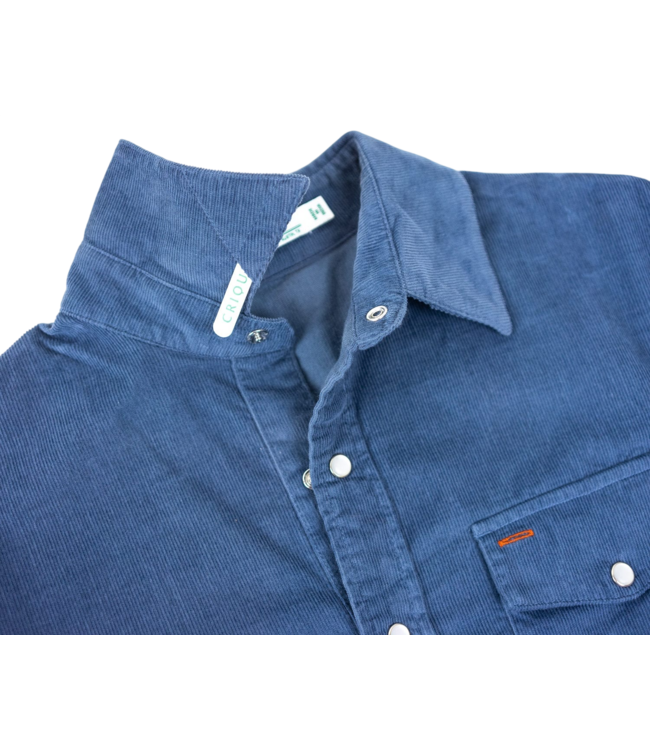 Corduroy Pearl Snap Shirt - Slate Blue