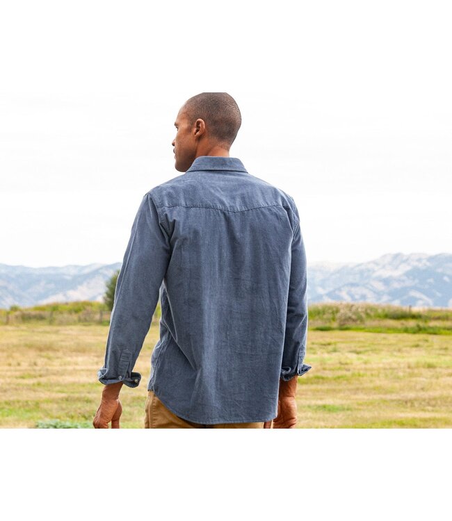 Corduroy Pearl Snap Shirt - Slate Blue