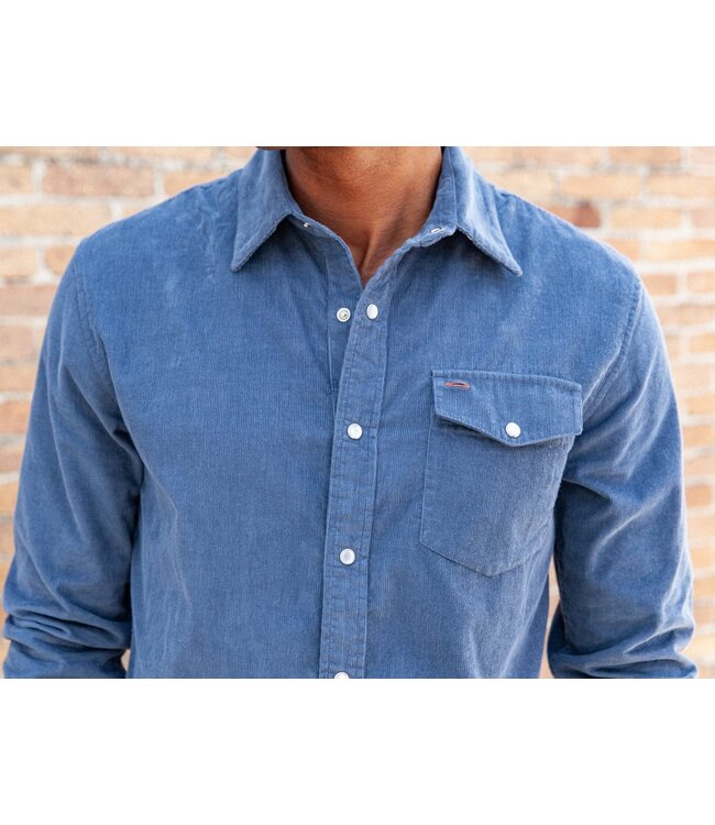 Corduroy Pearl Snap Shirt - Slate Blue
