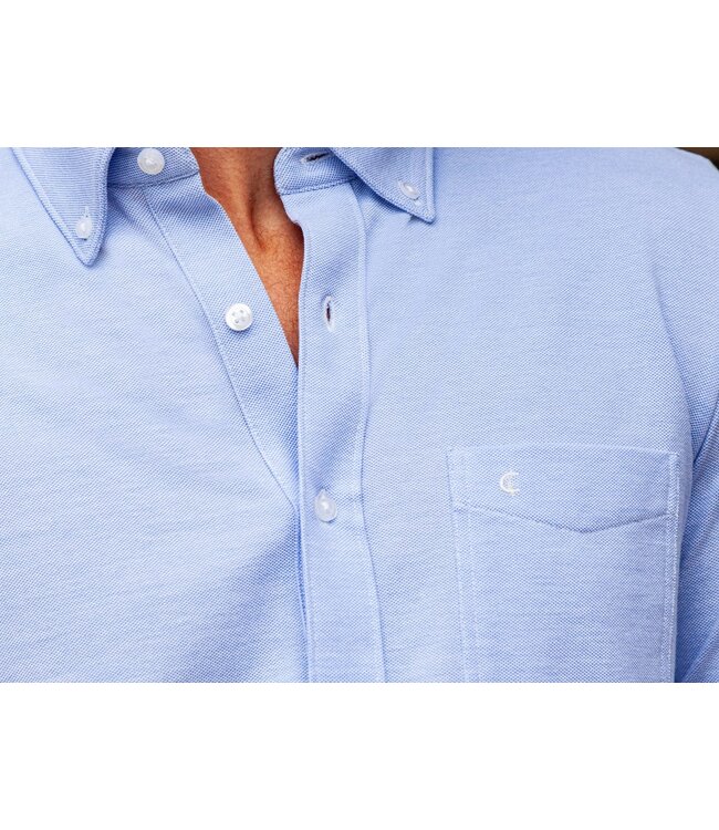 Oxford Knit Button Down Shirt - Light Blue