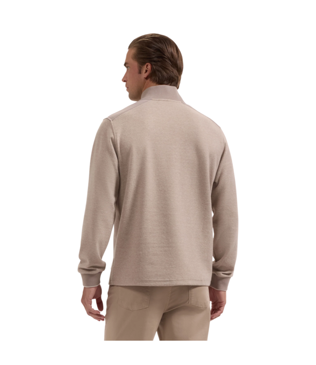 Houndstooth Quarter Zip Knit Sweater - Walnut Brown
