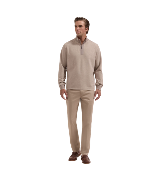 Houndstooth Quarter Zip Knit Sweater - Walnut Brown