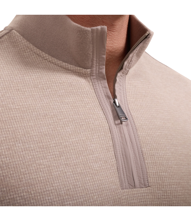 Houndstooth Quarter Zip Knit Sweater - Walnut Brown