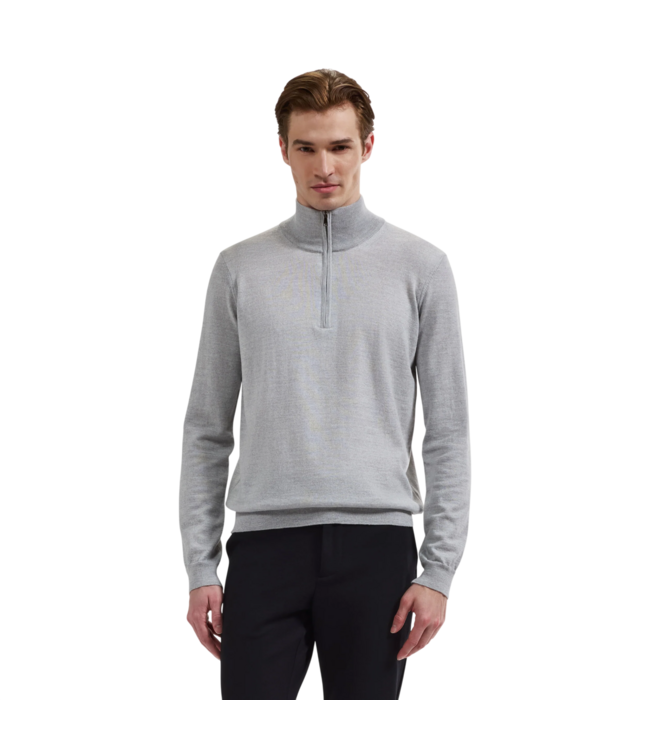 Fred Extrafine Merino Wool Quarter Zip Sweater - Platinum