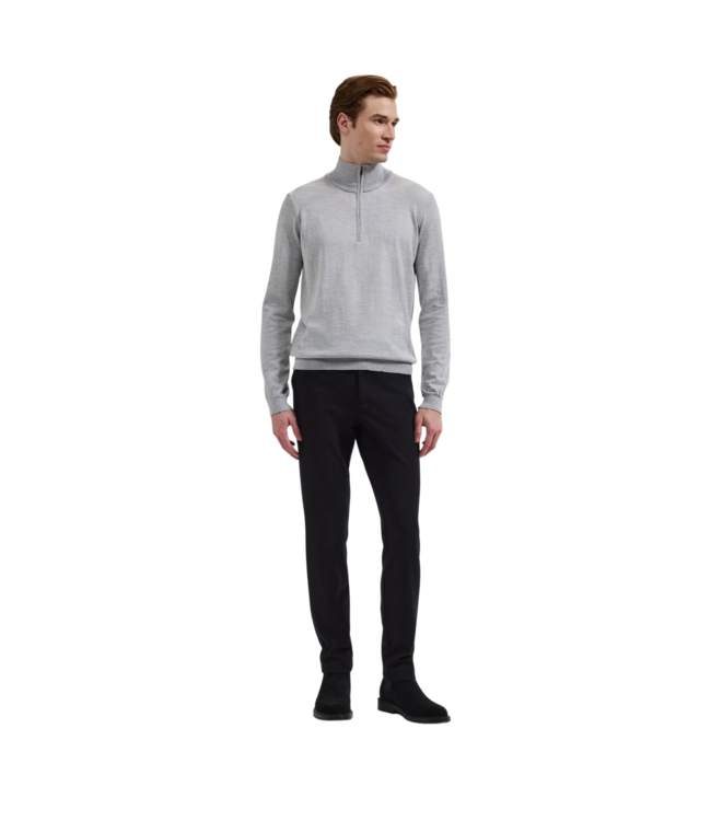 Fred Extrafine Merino Wool Quarter Zip Sweater - Platinum