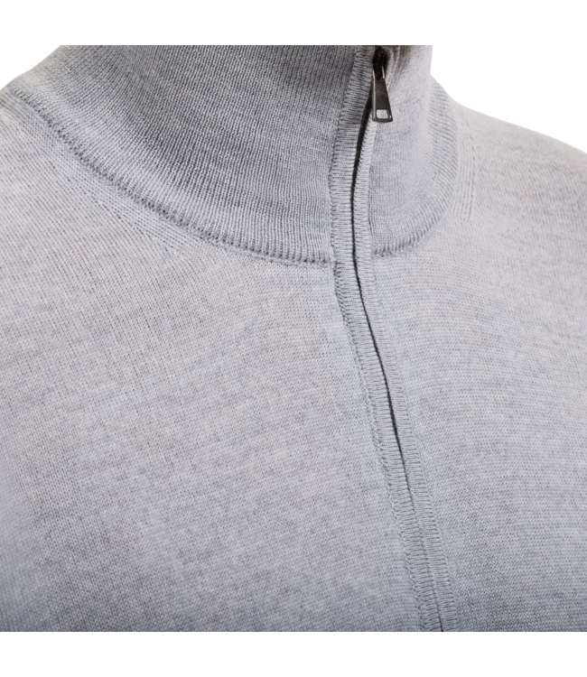 Fred Extrafine Merino Wool Quarter Zip Sweater - Platinum