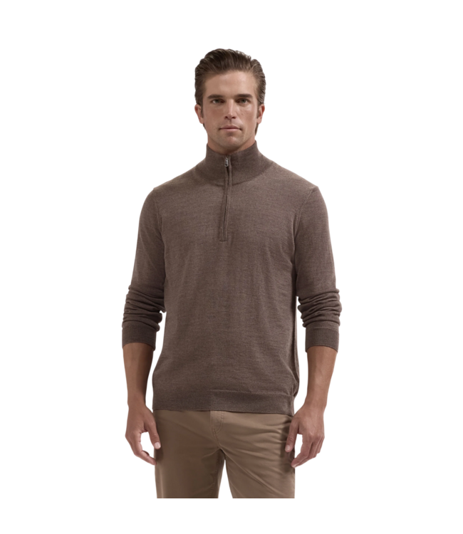 Fred Extrafine Merino Wool Quarter-Zip Sweater - Walnut