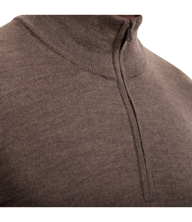 Fred Extrafine Merino Wool Quarter-Zip Sweater - Walnut