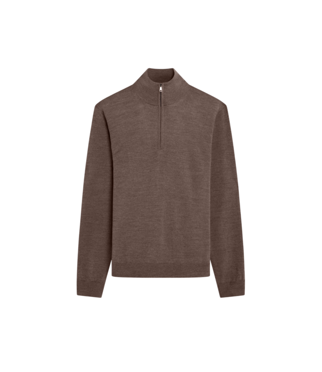 Fred Extrafine Merino Wool Quarter-Zip Sweater - Walnut