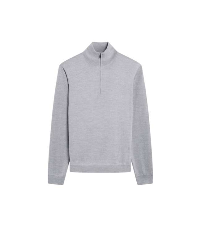 Fred Extrafine Merino Wool Quarter Zip Sweater - Platinum