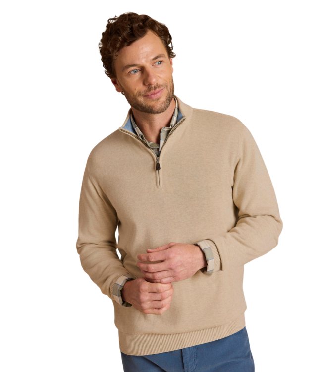 Whitehaven Quarter Zip Pullover Sweater - Heather Sand Dunes