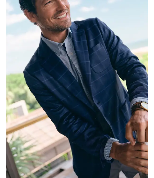 Charleston Windowpane Blazer - Nautical Blue