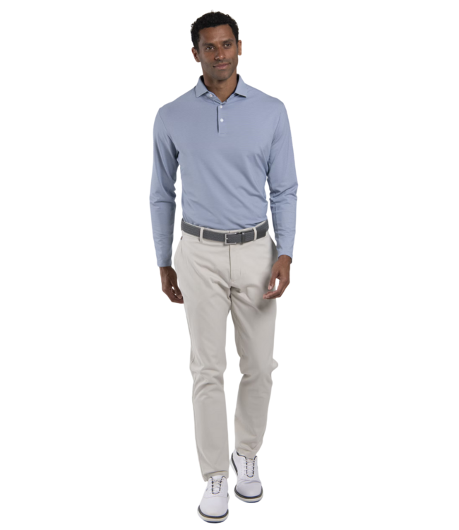 Soren Stripe Long Sleeve Polo - Maritime/White