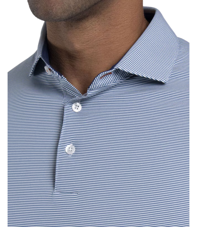Soren Stripe Long Sleeve Polo - Maritime/White