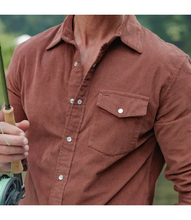 Corduroy Pearl Snap Button Down - Whiskey Barrel