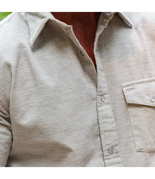 Corduroy Pearl Snap Button Down Shirt - Heather Gray