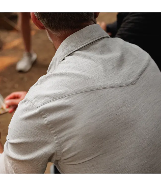 Corduroy Pearl Snap Button Down Shirt - Heather Gray