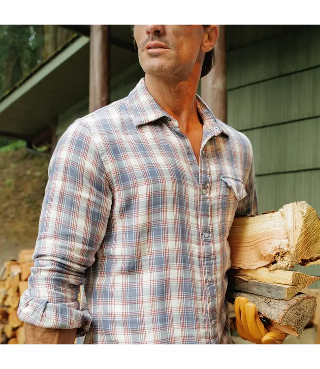 Double Cloth Flannel Pearl Snap Shirt - Boyd Cream Plaid