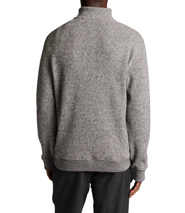 Brushed Cotton-Blend Waffle Quarter Zip Pullover - Heather Black