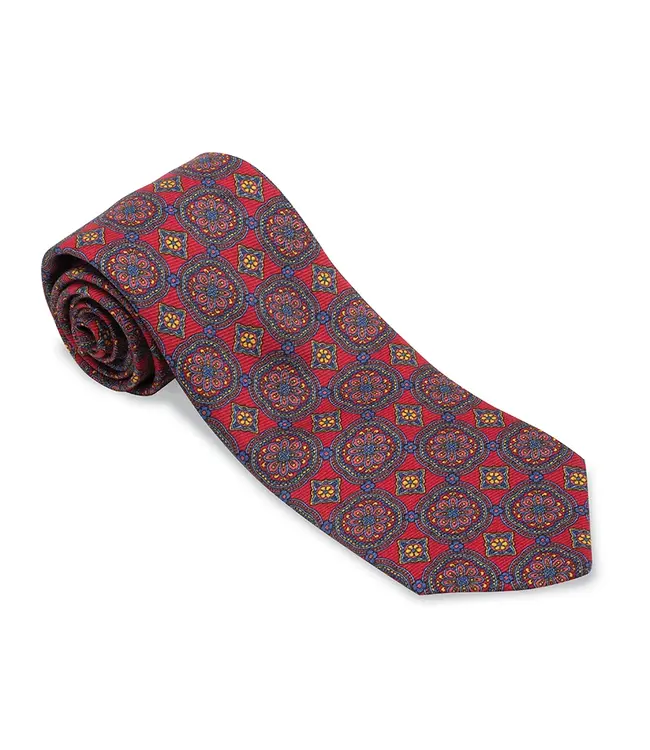 R. Hanauer Red Cardinal Caldwell Medallions Necktie