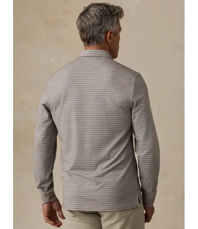 Faherty Men's Long-Sleeve Movement Polo - Cedar Waters Stripe