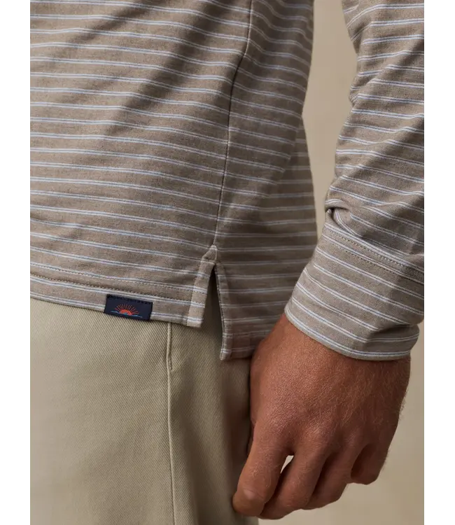 Faherty Men's Long-Sleeve Movement Polo - Cedar Waters Stripe