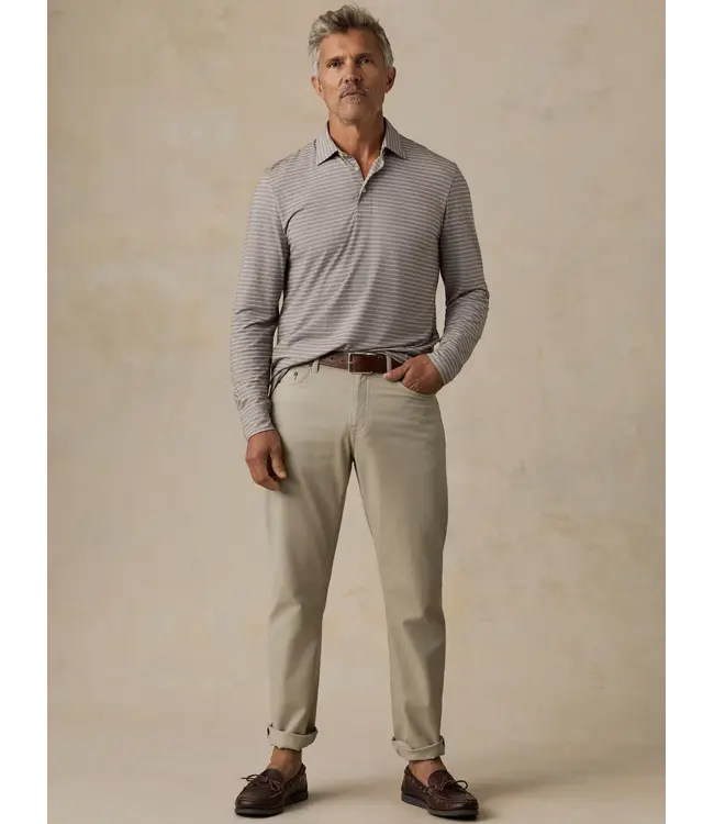 Faherty Men's Long-Sleeve Movement Polo - Cedar Waters Stripe