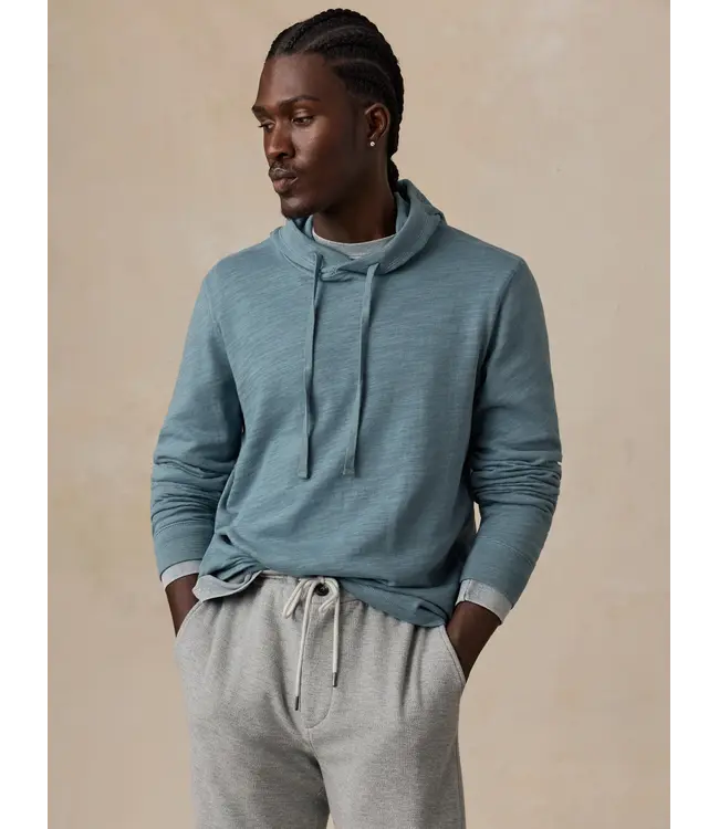 Faherty Men's Sunwashed Organic Slub Hoodie - Seaglass Blue